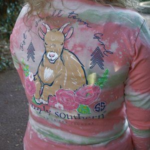 Long-Sleeve Pink & Green Simply Southern Tie-Dye T-Shirt